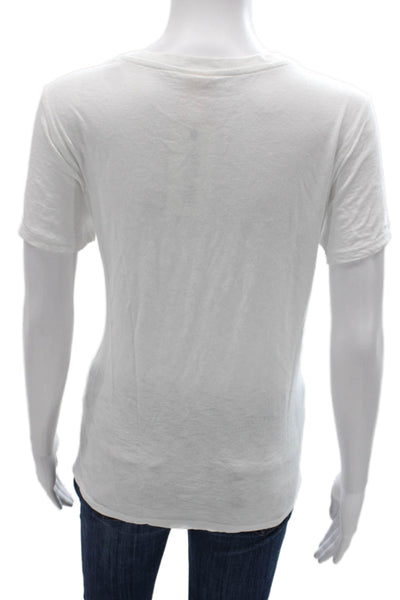 Cinq à Sept Womens White Cotton Graphic Crew Neck Short Sleeve T-Shirt Size S