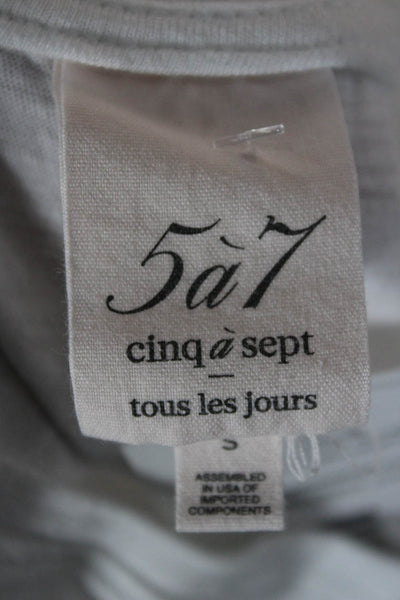 Cinq à Sept Womens White Cotton Graphic Crew Neck Short Sleeve T-Shirt Size S
