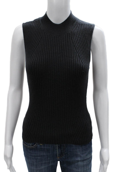Paige Womens Gray Acrylic Mock Neck Sweater Vest Pullover Sleeveless Size S