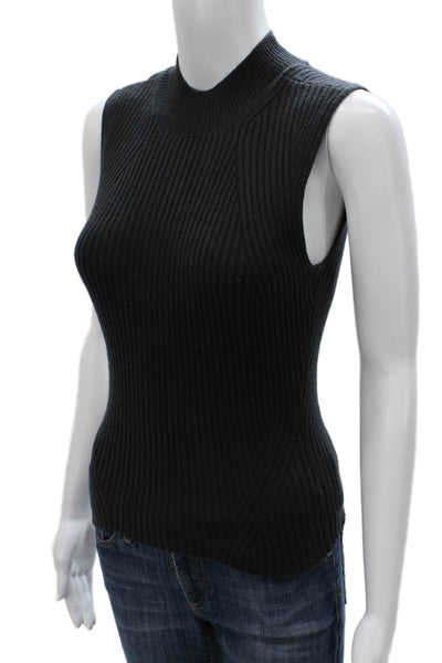 Paige Womens Gray Acrylic Mock Neck Sweater Vest Pullover Sleeveless Size S