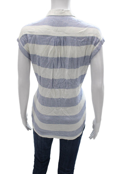 Rails Women Basic Striped Collared Button Up Rayon Top Sleeveless Size XS