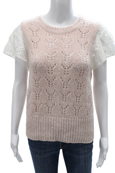 Rails Womens Pullover Pink Geometric Crew Neck Short Sleeve Acrylic Size XL