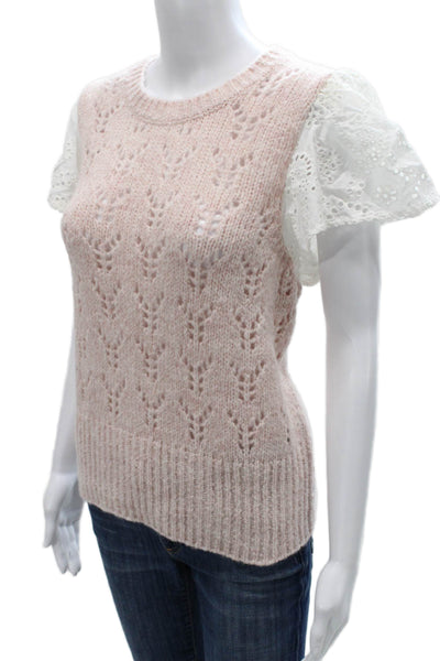 Rails Womens Pullover Pink Geometric Crew Neck Short Sleeve Acrylic Size XL