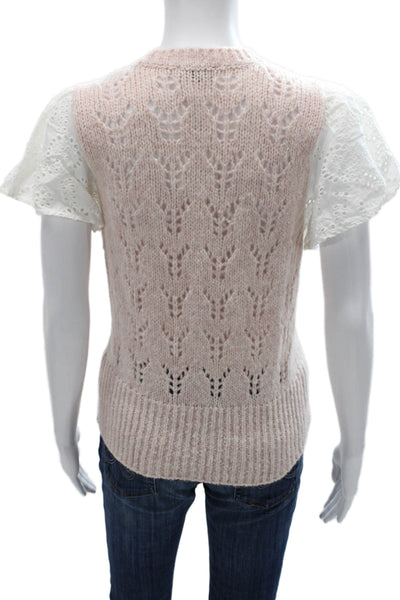Rails Womens Pullover Pink Geometric Crew Neck Short Sleeve Acrylic Size XL
