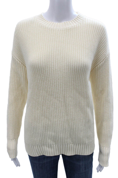 Parentezi Womens Pullover Sweater Ivory Cotton Crew Neck Long Sleeve Size XS