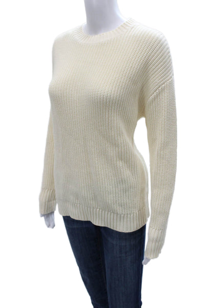 Parentezi Womens Pullover Sweater Ivory Cotton Crew Neck Long Sleeve Size XS