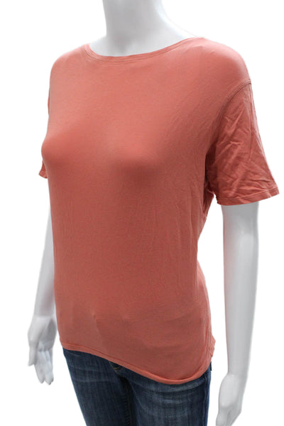 Lululemon Women Basic Cotton Boat Neck Short Sleeve T-Shirt Orange Size 4