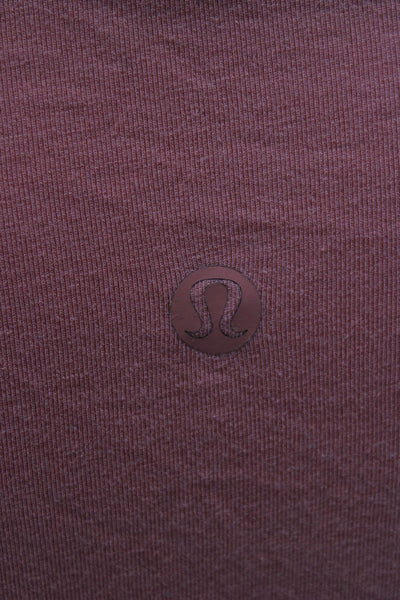 Lululemon Women Basic Cotton Boat Neck Short Sleeve T-Shirt Orange Size 4