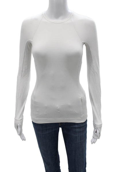 Lululemon Womens Basic White Crew Neck Long Sleeve T-Shirt Size 0