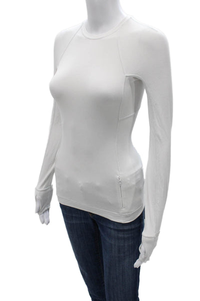 Lululemon Womens Basic White Crew Neck Long Sleeve T-Shirt Size 0