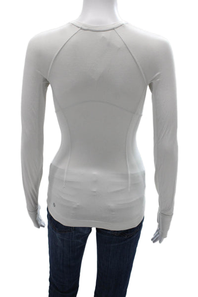Lululemon Womens Basic White Crew Neck Long Sleeve T-Shirt Size 0