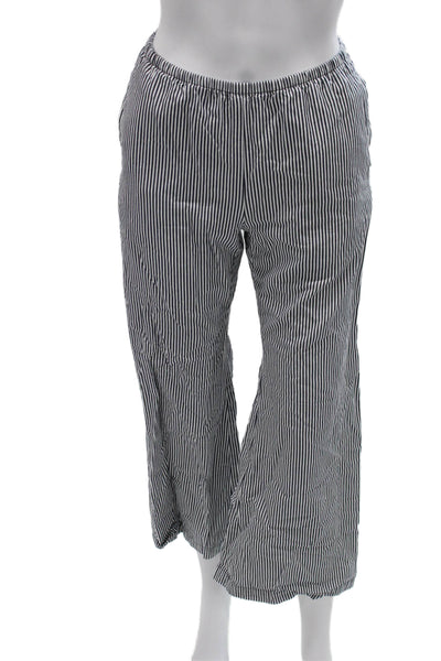 J Crew Womens Black Striped Cotton Cropped Pants Petite Size 2XS
