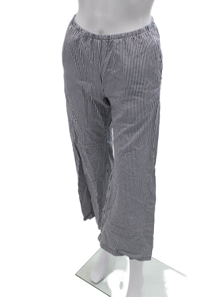 J Crew Womens Black Striped Cotton Cropped Pants Petite Size 2XS