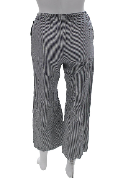 J Crew Womens Black Striped Cotton Cropped Pants Petite Size 2XS