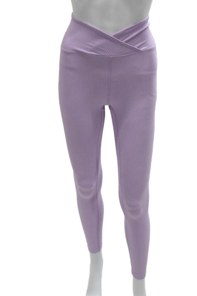 Year Of Ours x Bandier Womens Purple Striped Nylon Compression Leggings Size XS