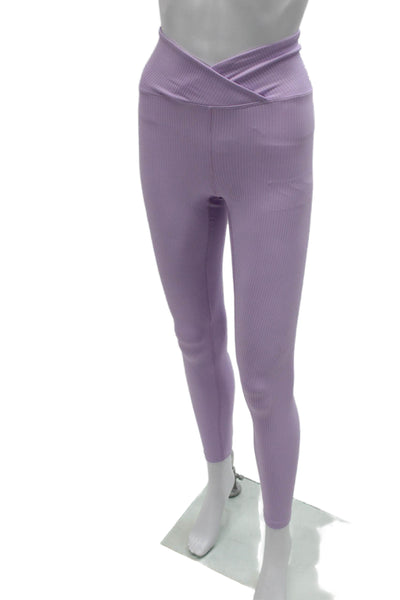 Year Of Ours x Bandier Womens Purple Striped Nylon Compression Leggings Size XS