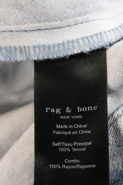 Rag & Bone Women Mom Jeans Blue Rayon Button Size 23