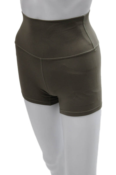 Lululemon Women Athletic Nylon Solid Green Shorts Size 2
