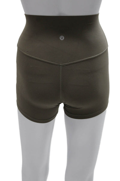 Lululemon Women Athletic Nylon Solid Green Shorts Size 2