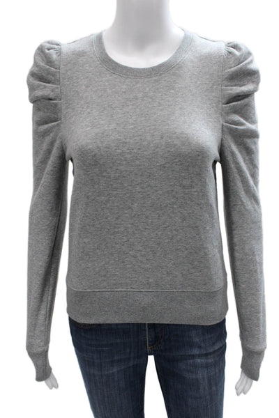 Rebecca Minkoff Women Gray Pullover Crew Neck Long Sleeve Cotton Size 2XS