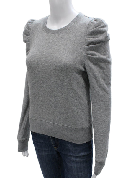 Rebecca Minkoff Women Gray Pullover Crew Neck Long Sleeve Cotton Size 2XS