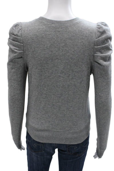 Rebecca Minkoff Women Gray Pullover Crew Neck Long Sleeve Cotton Size 2XS