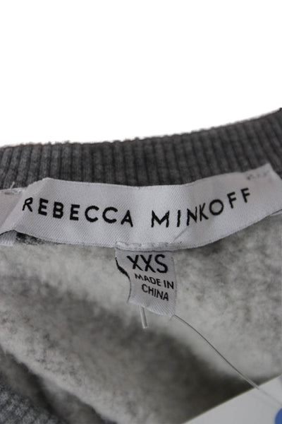 Rebecca Minkoff Women Gray Pullover Crew Neck Long Sleeve Cotton Size 2XS