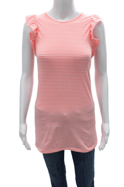 Vineyard Vines Women Tunic Tank Orange Striped Round Neck Sleeveless Size M