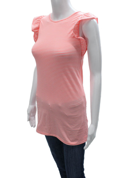 Vineyard Vines Women Tunic Tank Orange Striped Round Neck Sleeveless Size M