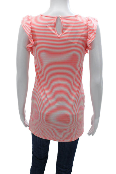 Vineyard Vines Women Tunic Tank Orange Striped Round Neck Sleeveless Size M