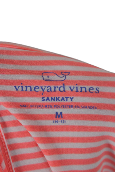 Vineyard Vines Women Tunic Tank Orange Striped Round Neck Sleeveless Size M
