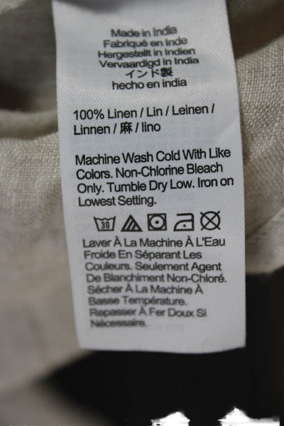 J Crew Womens Beige Linen Collared Button-Up Long Sleeve Top Size 00