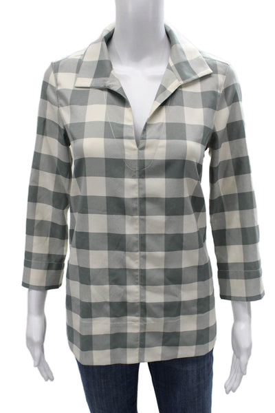 J Crew Womens Beige Linen Collared Button-Up Long Sleeve Top Size 00