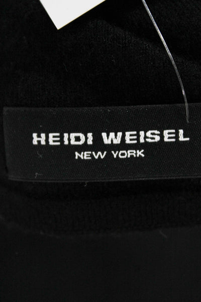 Heidi Weisel Women Black Wool Square Neck Short Sleeve Basic T-Shirt Size S