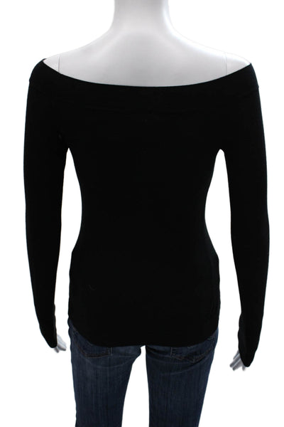 Donna Karan Collection Womens Off Shoulder Long Sleeve Blouse Black Size XS
