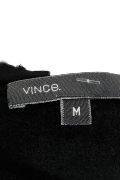 Vince Womens Pullover Sweater Black Wool Crew Neck Long Sleeve Size M