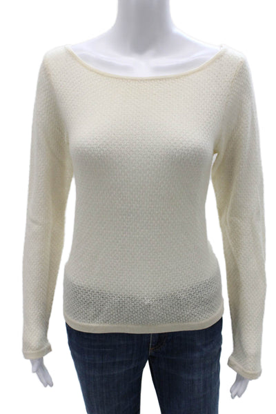 Calypso Christiane Celle Women Cashmere Pullover Sweater Ivory Boatneck Size L
