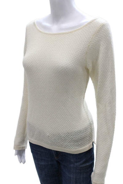 Calypso Christiane Celle Women Cashmere Pullover Sweater Ivory Boatneck Size L