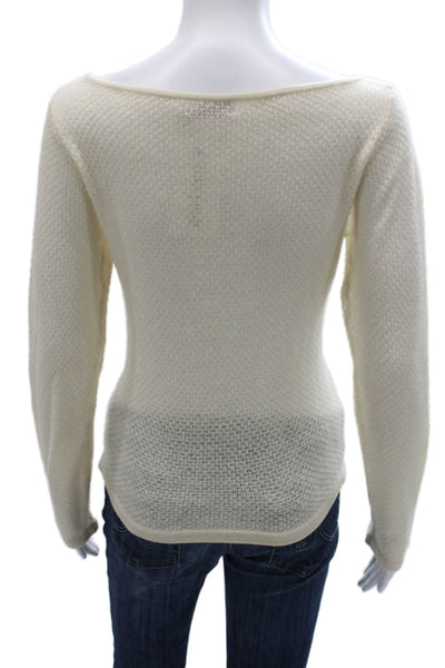 Calypso Christiane Celle Women Cashmere Pullover Sweater Ivory Boatneck Size L