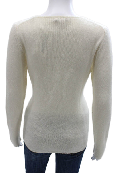 Calypso Saint Barth Womens Ivory Cashmere Pullover Crewneck Longsleeve Size M