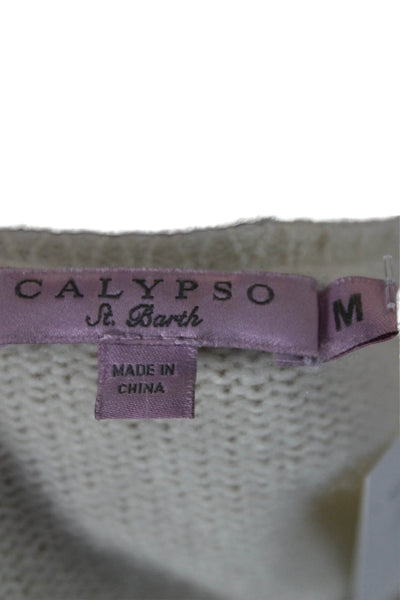 Calypso Saint Barth Womens Ivory Cashmere Pullover Crewneck Longsleeve Size M