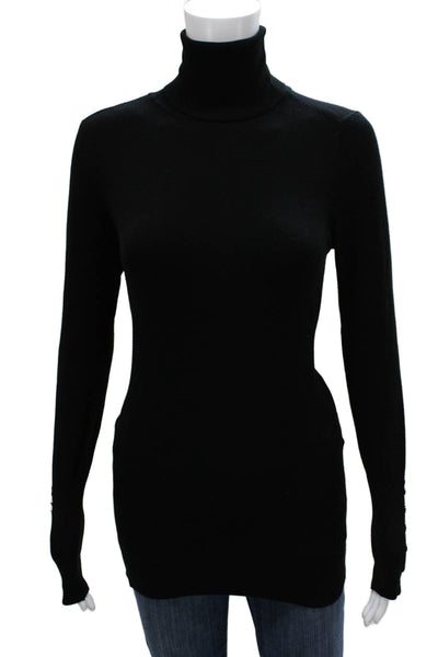 Zara Women Pullover Sweater Turtleneck Black Cotton Long Sleeve Size M
