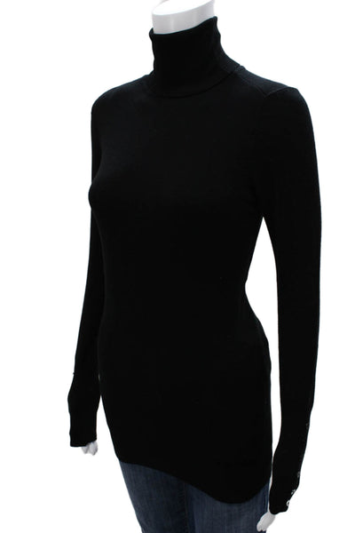 Zara Women Pullover Sweater Turtleneck Black Cotton Long Sleeve Size M