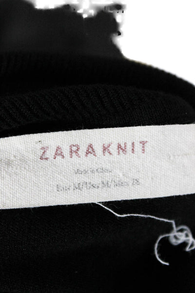 Zara Women Pullover Sweater Turtleneck Black Cotton Long Sleeve Size M