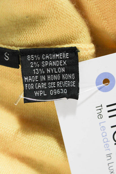 Heidi Weisel Womens Yellow Cashmere V Neck Short Sleeve Pullover Size S