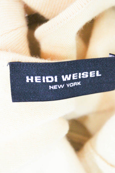 Heidi Weisel Womens Yellow Cashmere V Neck Short Sleeve Pullover Size S