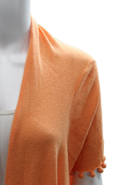 Zoe Couture Women Shrug Sweater Cotton Open Front Short Sleeve Orange Size M