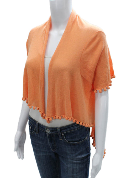 Zoe Couture Women Shrug Sweater Cotton Open Front Short Sleeve Orange Size M