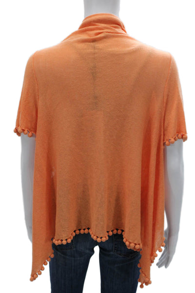 Zoe Couture Women Shrug Sweater Cotton Open Front Short Sleeve Orange Size M