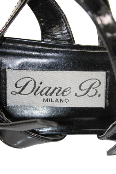 Diane B Womens Wedge Heel Platform Patent Leather Strappy Sandals Black Size 11